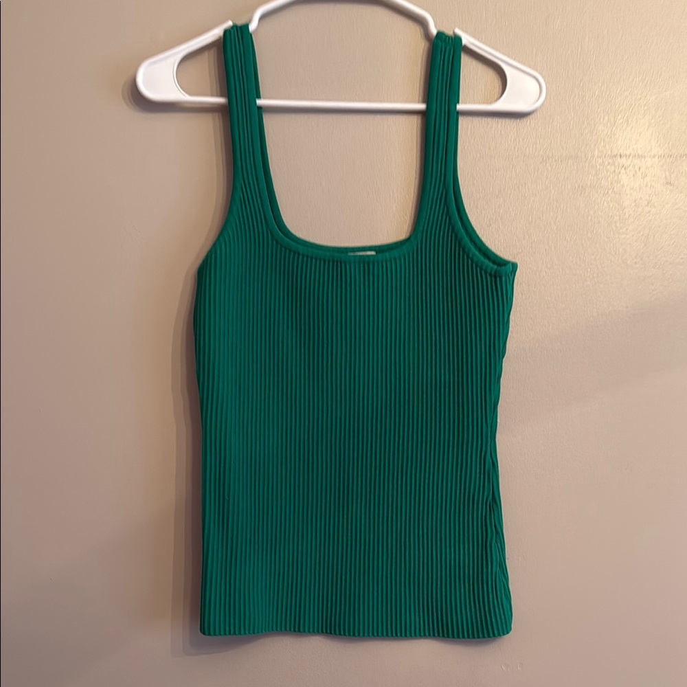 Green Ribbed Tank Top